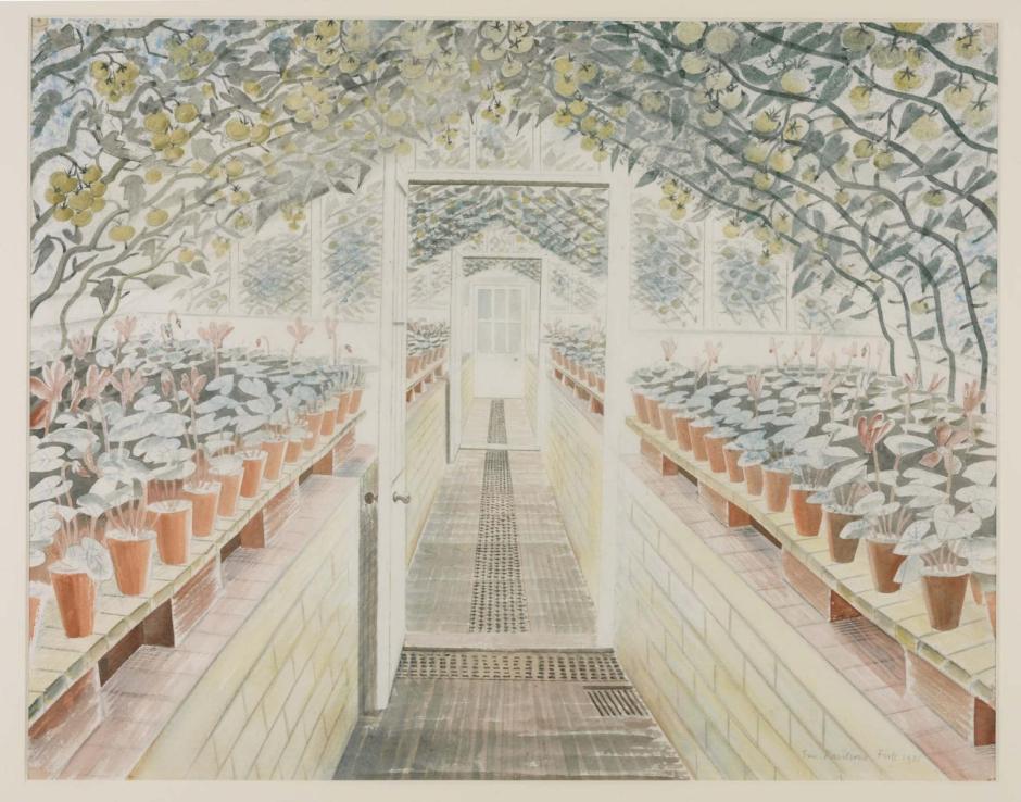 The Greenhouse: Cyclamen and Tomatoes 1935 by Eric Ravilious 1903-1942